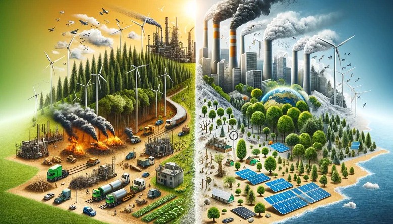 Ilustrasi dampak perubahan iklim terhadap biodiversitas global.